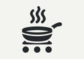 Pictogram of hot frying pan on induction stove Royalty Free Stock Photo