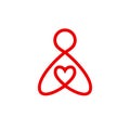 Pictogram of a human figure with a heart. The icon of the donor, a volunteer philanthropist.