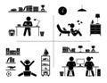 Pictogram icon set. Children learning in their room. Royalty Free Stock Photo