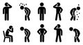 Pictogram illustrations depicting various human emotions and states of mind in a simple black and white design for versatile use Royalty Free Stock Photo