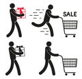 Pictogram people with shopping cart