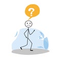 A pictogram of a person with a question mark in the thoughts of a bubble.