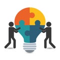 Pictogram puzzle bulb teamwork support design