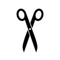 Pictogram scissors. Scissor icon. Silhouette black scissors isolated on white background. Symbol barber. Simple open scissor for d Royalty Free Stock Photo