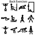 Pictogram set of gym exercises. Pump back. Royalty Free Stock Photo