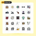 Pictogram Set of 25 Simple Filled line Flat Colors of gdpr, ui, environment, signal, basic