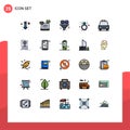 Pictogram Set of 25 Simple Filled line Flat Colors of sedans, ring, conversion, present, user Royalty Free Stock Photo