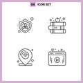 Pictogram Set of 4 Simple Filledline Flat Colors of action, internet, user, school, iot Royalty Free Stock Photo