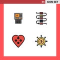 Pictogram Set of 4 Simple Filledline Flat Colors of atm, note, cashpoint, machine, button Royalty Free Stock Photo
