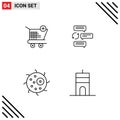 4 Thematic Vector Filledline Flat Colors and Editable Symbols of cart, robot, shopping, conversation, biology