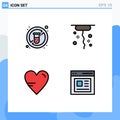 Pictogram Set of 4 Simple Filledline Flat Colors of diet, study, medicine, giving, communication