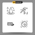 Pictogram Set of 4 Simple Filledline Flat Colors of drop, coins, spa, key, money Royalty Free Stock Photo