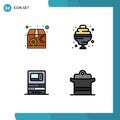 Pictogram Set of 4 Simple Filledline Flat Colors of marketing, money, cocktail, atm, cooker