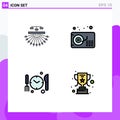 Pictogram Set of 4 Simple Filledline Flat Colors of optimization, dnner, structure, gramophone, achievement Royalty Free Stock Photo