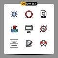 Pictogram Set of 9 Simple Filledline Flat Colors of school, blocks, information, abc, help Royalty Free Stock Photo