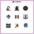 Pictogram Set of 9 Simple Filledline Flat Colors of speaker, woofer, multimedia, telecommunication, communication Royalty Free Stock Photo