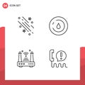 Pictogram Set of 4 Simple Filledline Flat Colors of star, internet, space, nature, router