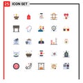 Pictogram Set of 25 Simple Flat Colors of air, rowing, heart, physic, crew