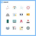 Pictogram Set of 16 Simple Flat Colors of christmas, user, lights, target, man