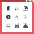 Pictogram Set of 9 Simple Flat Colors of circle, shopping, love, rate, online