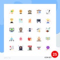 Mobile Interface Flat Color Set of 25 Pictograms of conference, hospital, marker, dollar, pointer