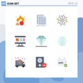 Pictogram Set of 9 Simple Flat Colors of construction, architecture, data, universe, planet