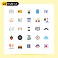 Pictogram Set of 25 Simple Flat Colors of data, smartphone, coronavirus, mobile application, application