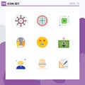 Pictogram Set of 9 Simple Flat Colors of emojis, duplicate, chip, identity, clone