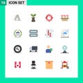 Pictogram Set of 16 Simple Flat Colors of online, bank, emergency, spring, growth Royalty Free Stock Photo
