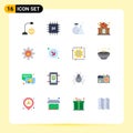 Pictogram Set of 16 Simple Flat Colors of people, home, gadget, family, tube