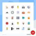 Pictogram Set of 25 Simple Flat Colors of smart, outline, target, email, e