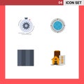 Pictogram Set of 4 Simple Flat Icons of action, global, process, business, grid