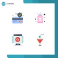 Pictogram Set of 4 Simple Flat Icons of atm card, stop, baby, cross, food and restaurant
