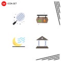 Pictogram Set of 4 Simple Flat Icons of ball, moon, tennis, vegetable, sleep