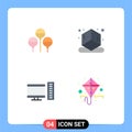Pictogram Set of 4 Simple Flat Icons of bloon, server, cube, computer, kite