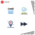 Pictogram Set of 4 Simple Flat Icons of browser, location, autumn, cold, medical