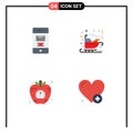 Pack of 4 Modern Flat Icons Signs and Symbols for Web Print Media such as deleted, diet, recycle, claus, vegetable