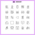 25 Thematic Vector Lines and Editable Symbols of creative, education, phone, book pencil, iphone