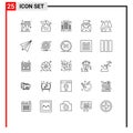 Pictogram Set of 25 Simple Lines of drops, blood, business, mail, greeting
