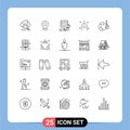 Pictogram Set of 25 Simple Lines of flow, data, marker, chart, pointer Royalty Free Stock Photo