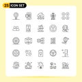 25 User Interface Line Pack of modern Signs and Symbols of hands, creative, cloud, ideas, currency