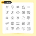 Pictogram Set of 25 Simple Lines of letter, communication, pointer, arrow, track