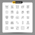 Set of 25 Modern UI Icons Symbols Signs for love, emot, shopping, recreation, finish