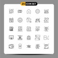 Pictogram Set of 25 Simple Lines of time, support, home, help, gear