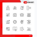Pictogram Set of 16 Simple Outlines of christmas, table, fast, new, process