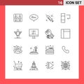 Pictogram Set of 16 Simple Outlines of freedom, business, injection, angel, data