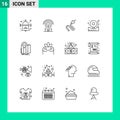 Stock Vector Icon Pack of 16 Line Signs and Symbols for location, fire, animal, bell, alarm