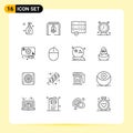 Pictogram Set of 16 Simple Outlines of recuperation, timer, approve, time, clock Royalty Free Stock Photo