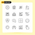 Pictogram Set of 16 Simple Outlines of science, degree, premium, computer, download