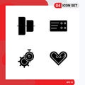 Pictogram Set of Simple Solid Glyphs of align, watch, ticket, time, love